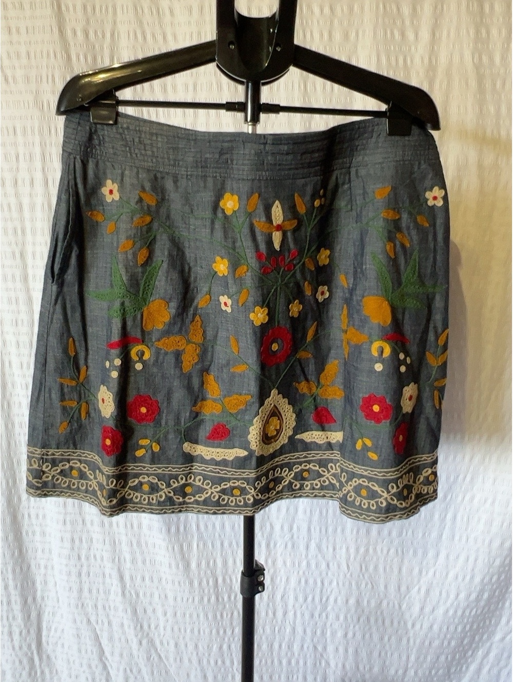 Wayward Fancies by eShakti Embroidered Floral Cotton Midi Skirt 1X/16W